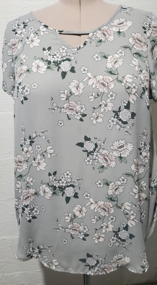 Torrid Gray Floral Chiffon Top